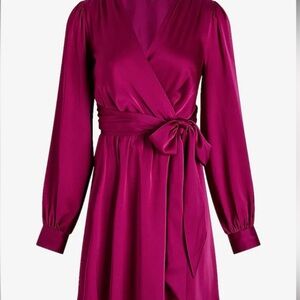 Express Vibrant Magenta Satin Dress